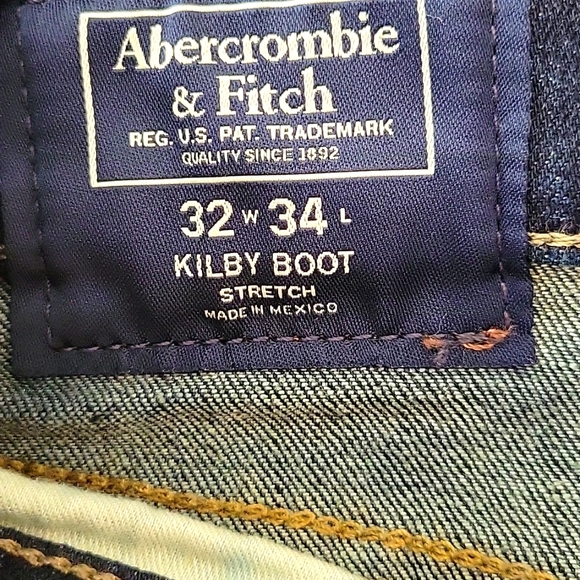 Abercrombie & Fitch Men's Kilby Boot Stretch Jeans 32x34 Dark Wash - Picture 2 of 6